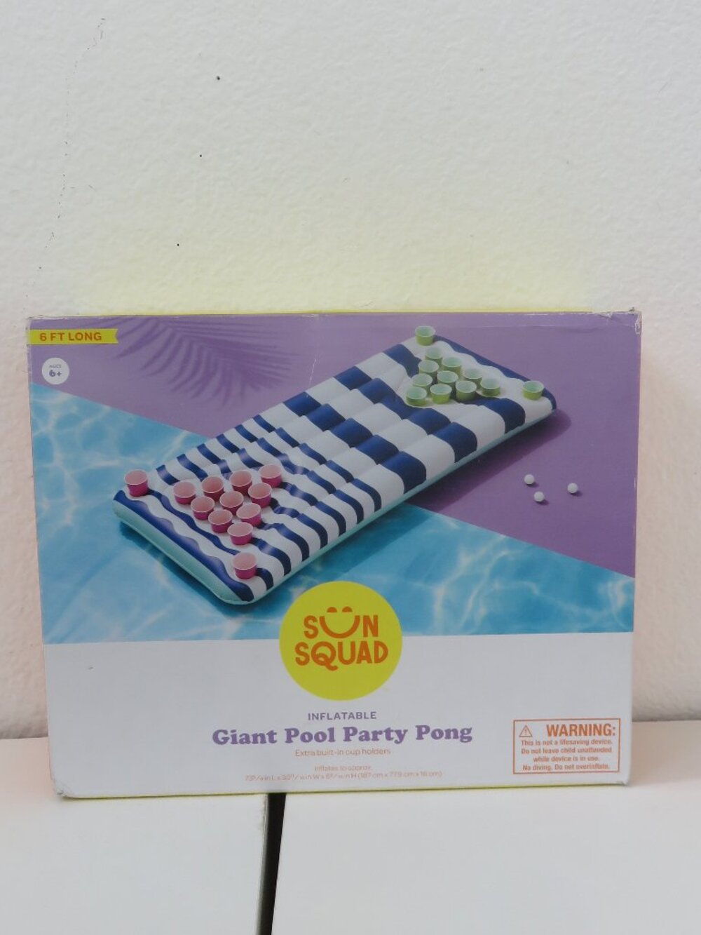(#141) Sun Squad Giant Inflatable Pool Party Pong 6 ft long